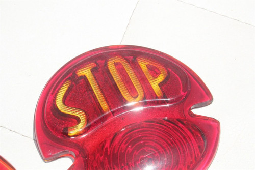 Model A Custom Hotrod Tail Light Lamp Lens Red Glass Stop Script Letter New Pair