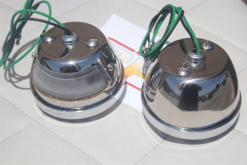 Custom Hot Rod Truck Tail Light Lamps Duolamp Chrome Grill Bezel Right Left Pair