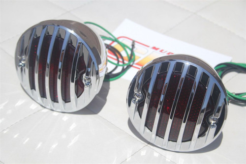 Custom Hot Rod Truck Tail Light Lamps Duolamp Chrome Grill Bezel Right Left Pair