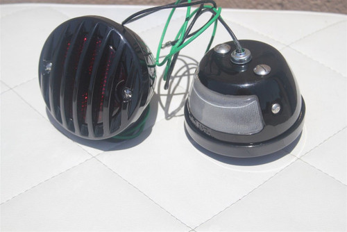 Custom Hot Rod Truck Tail Light Lamps Duolamp Black Grill Bezel Right Left Pair