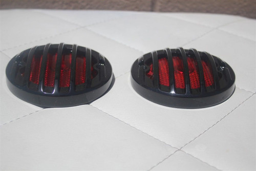 33-36 Ford Tail Light Lamp Lenses W Custom Black Grill Bezels Hot Rod Set Of 4