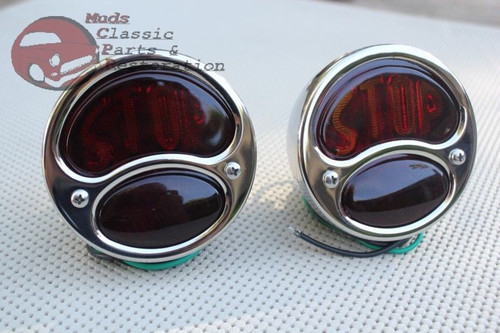 Custom Car Truck Rear Brake Stop Taillamp Lights Model Abt Sedan Antique Chrome