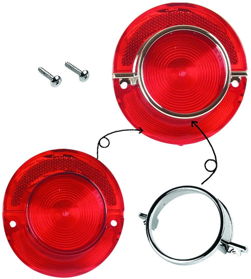 Tail Lamp Lens 64 Red W/Chrome Trim