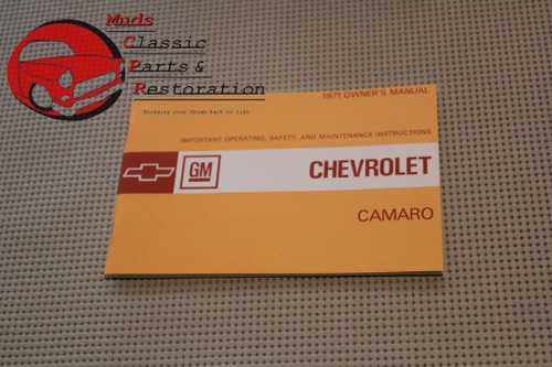 1971 71 Chevrolet Chevy Camaro Owners Owner's Manual
