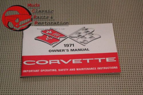 1971 71 Chevrolet Corvette Vette Owners Owner's Manual