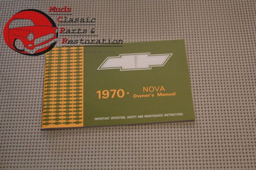 1970 70 Chevy Chevrolet Nova Owners Owner's Manual