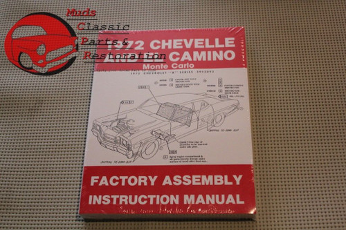 1972 72 Chevrolet Chevy Chevelle El Camino Factory Assembly Instruction Manual