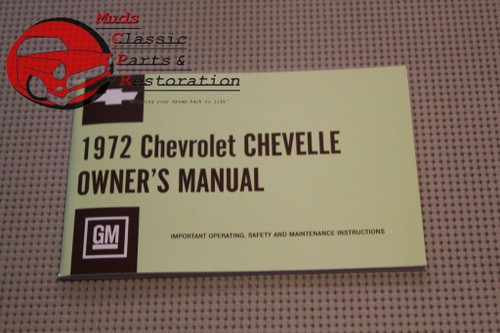 1972 72 Chevy Chevrolet Chevelle El Camino Owners Owner's Manual