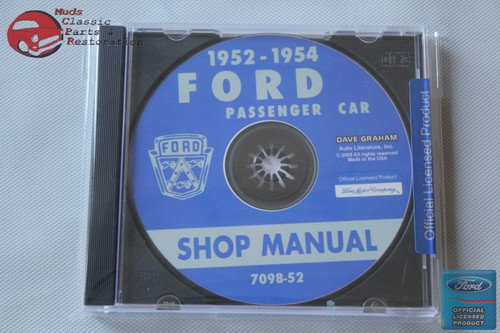 1952-54 Ford Passenger Car Shop Repair Manual Cd Rom Disc Pdf New