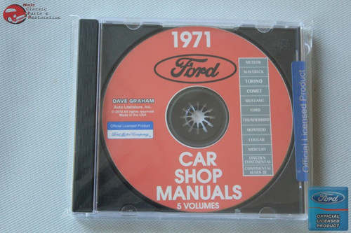 1971 Ford Passenger Car Shop Repair Manual Cd Rom Disc Pdf New