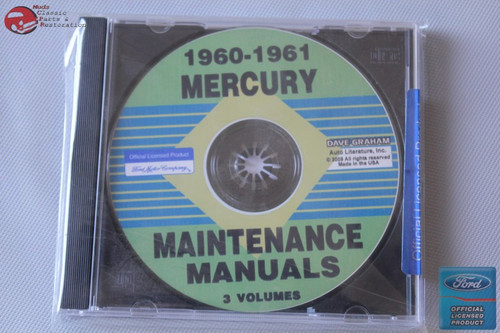 1960 1961 Mercury Maintenance Manuals 3 Volumes Cd Rom Disc Pdf New