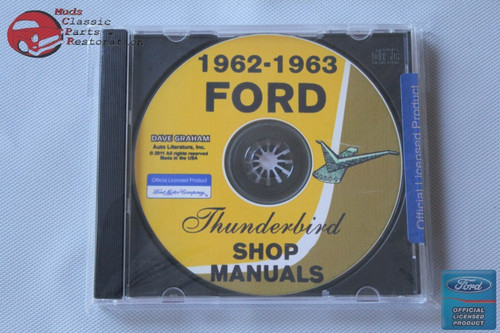 1962-63 Ford Thunderbird Shop Repair Manuals Cd Rom Disc Pdf New