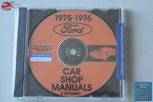 1975-76 Ford Car Shop Repair Manuals 5 Volumes Cd Rom Disc Pdf New