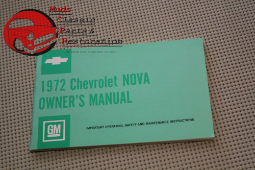 1972 72 Chevrolet Chevy Nova Owner's Owners Manual