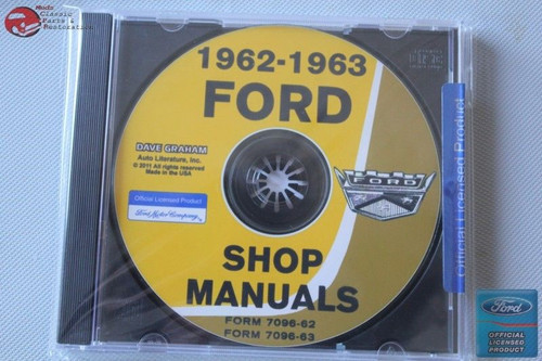 1962 1963 Ford Car Shop Repair Manuals 2 Volumes Cd Rom Disc Pdf New