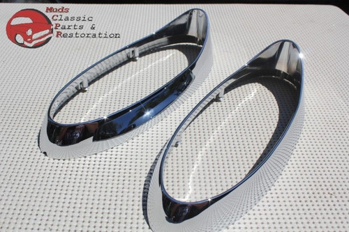 54 Chevy Belair Rear Chrome Plated Taillight Lamp Bezels & Lenses Left Right