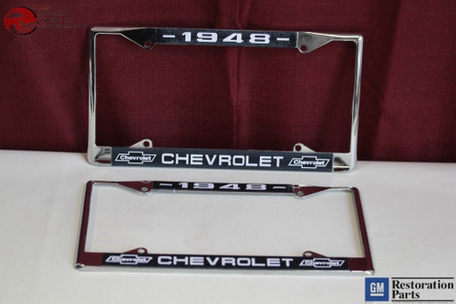 1948 Chevy Chevrolet Gm Licensed Front Rear Chrome License Plate Holder Frames