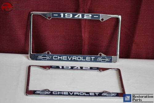 1942 Chevy Chevrolet Gm Licensed Front Rear Chrome License Plate Holder Frames