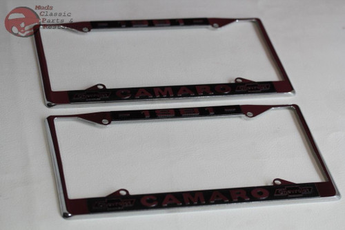 1981 Chevy Camaro Gm Licensed Front Rear License Plate Holder Retainer Frames