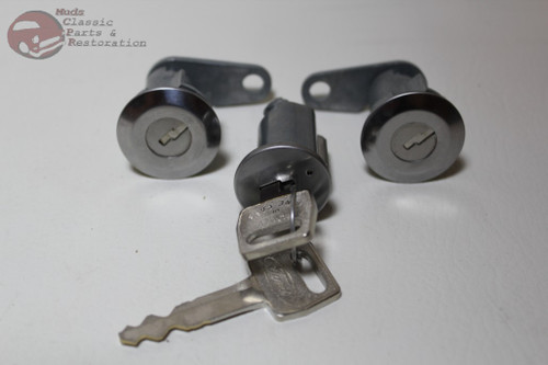 67-69 Mustang Ford Ignition Door Lock Cylinders Oem Ford Logo Keys New