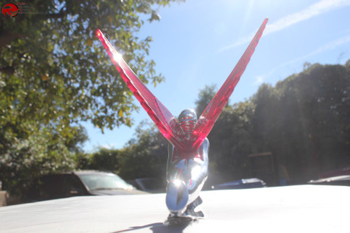 Chrome Red Light Up Winged Flying Godess Angel Novelty Custom Hood Ornament New