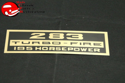 Chevy 283 Ci Turbo Fire 195 Horsepower Hp Black Gold Valve Cover Decals Pair New