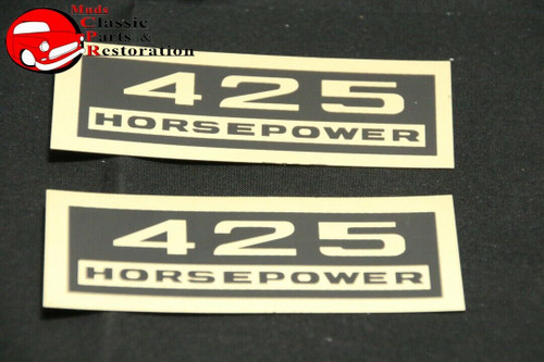 Chevy Camaro Nova Impala 425 Horsepower Valve Cover Decals Pair Black Gold New