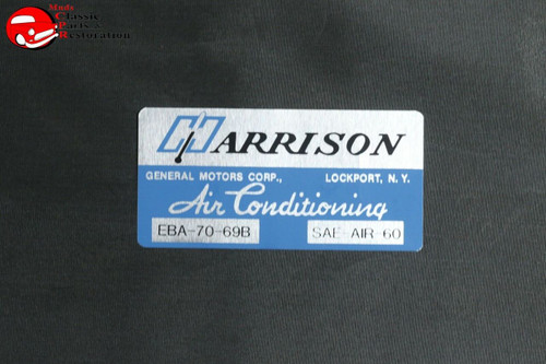 69 Firebird Camaro Impala Harrison Air Conditioning Evaporator Box Decal