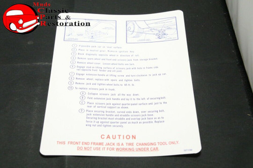 70 Superbird Spare Tire Jack Instructions Decal