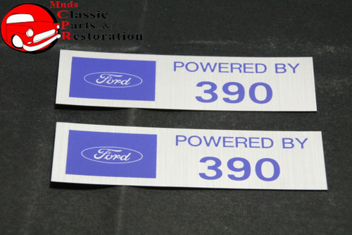 Ford "Powered By Ford 390" Valve Cover Decals Pair Aftermarket W/Ford License