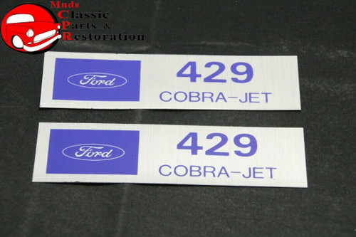 Ford "Powered By Ford 429 Cobra-Jet" Valve Cover Decals Pair Aftermarket