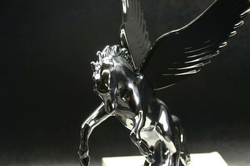 Flying Stallion 40'S 50'S Hood Ornament Custom Hot Rod Truck Black Wings