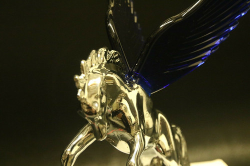 Flying Stallion 40'S 50'S Hood Ornament Custom Hot Rod Truck Blue Wings