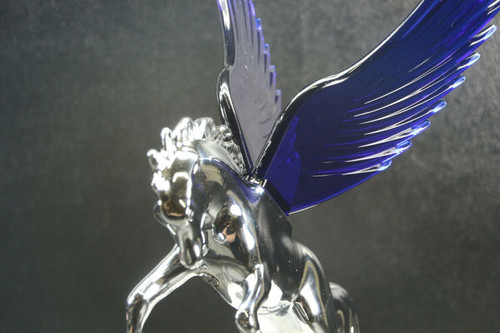 Flying Stallion 40'S 50'S Hood Ornament Custom Hot Rod Truck Blue Wings