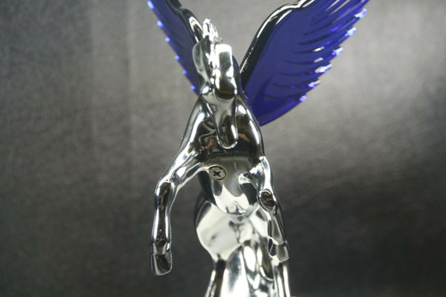 Flying Stallion 40'S 50'S Hood Ornament Custom Hot Rod Truck Blue Wings