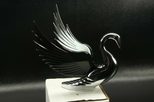 Flying Swan 40'S 50'S Hood Ornament Custom Hot Rod Truck Black Wings