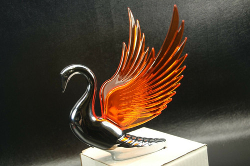 Flying Swan 40'S 50'S Hood Ornament Custom Hot Rod Truck Amber Wings