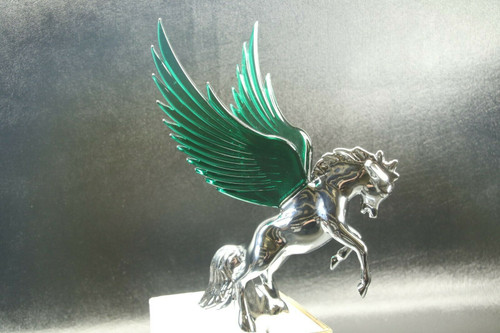 Flying Stallion 40'S 50'S Hood Ornament Custom Hot Rod Truck Green Wings