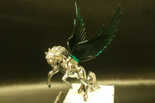 Flying Stallion 40'S 50'S Hood Ornament Custom Hot Rod Truck Green Wings