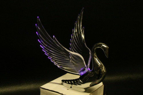 Flying Swan 40'S 50'S Hood Ornament Custom Hot Rod Truck Clear Wings Purple Led