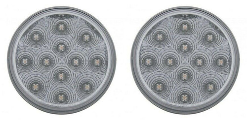 4" 12 Led Reflector Stop Turn Utility Auxiliary Light White Pair