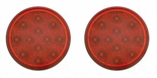 4" 12 Led Reflector Stop Turn Utility Auxiliary Light Red Pair