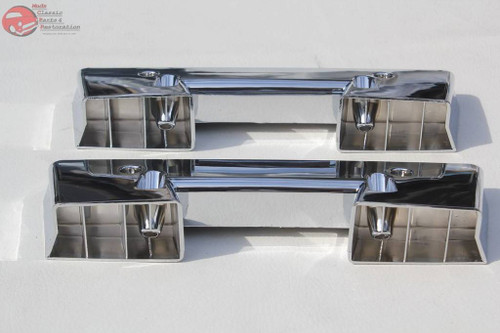1960-67 Chevy GM Front Interior Inside Chrome Arm Rest Pad 10 3/4" Bases Pair