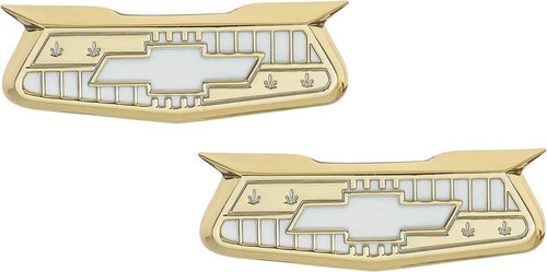 55 56 57 Chevrolet Belair Nomad 150 210 Del Ray Gold Quarter Panel Crest Emblems