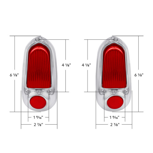 1949 49 1950 50 Chevy Passenger Car Stainless Steel 12V Tail Light Assembly Pair