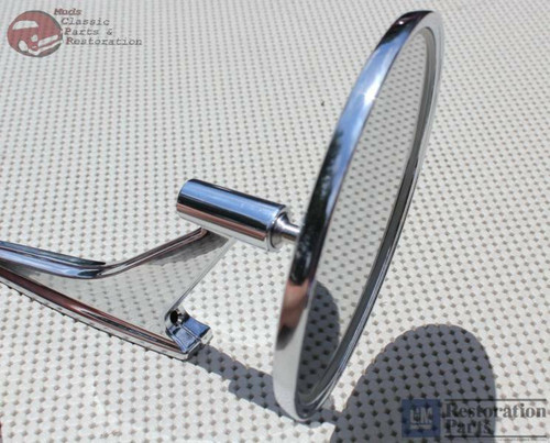 66-68 Chevy Outside Door Mounted Rear View Mirror Ribbed Base Pair