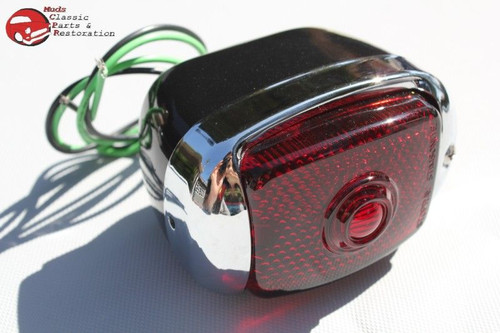 Vintage Chevy Tail Lights Lamp Housings Black Stainless Rim Right Left Pair