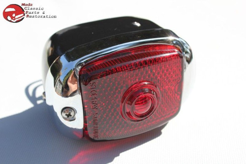 Vintage Chevy Tail Lights Lamp Housings Black Stainless Rim Right Left Pair