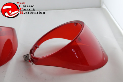 4" Peep Accessory Door Mirror Red Visor Custom Truck Hot Rat Street Rod