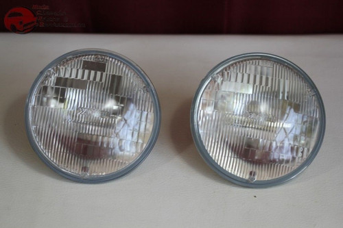 5" Halogen Round Sealed Beam Headlight Headlamp Bulbs Dual Quad 4 Lamp Systems Set of 4